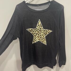 Black Star Print Long Sleeve Tee
